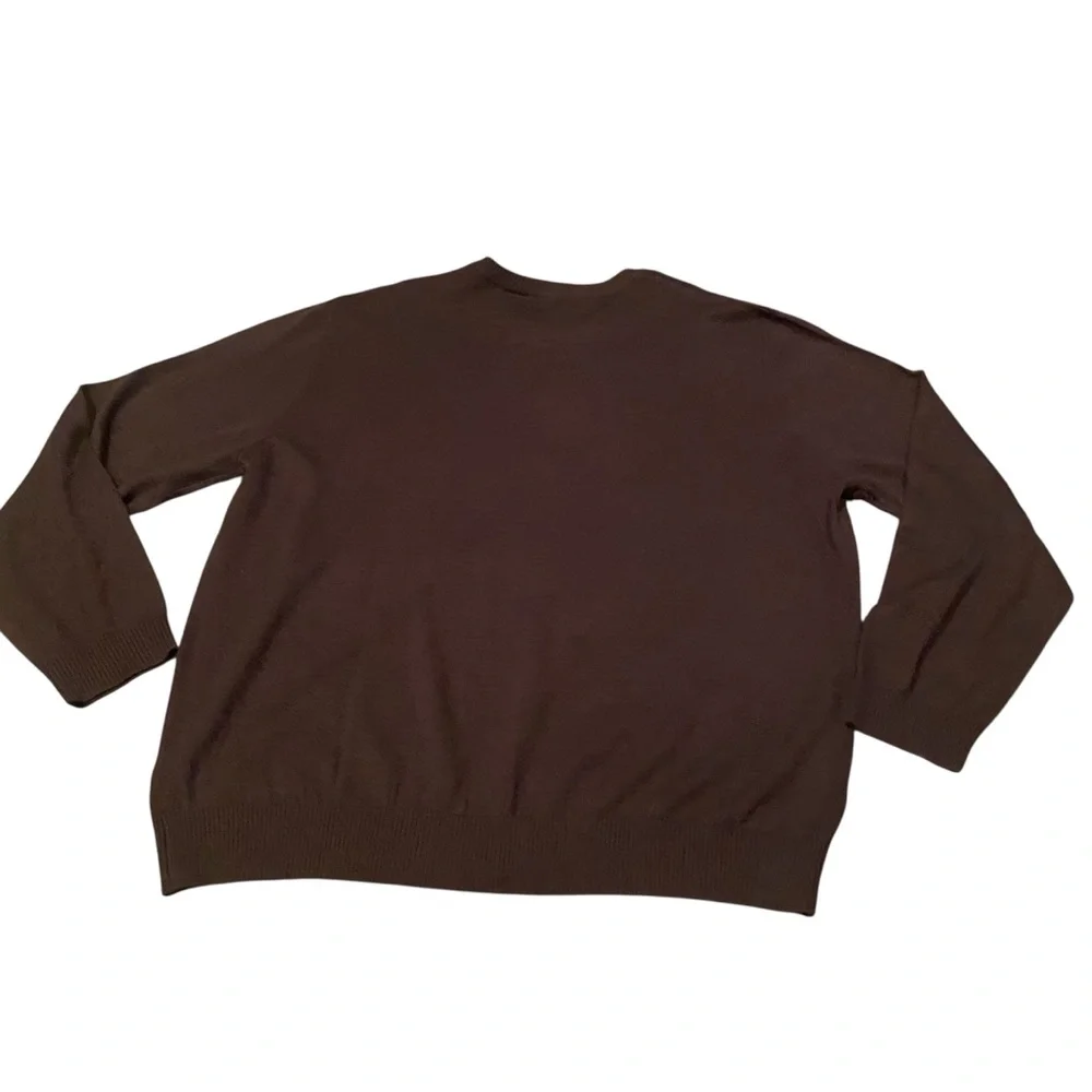 Alan Flusser Brown Argyle Sweater Crew Neck Merino Wool Preppy Classic Mens XXL